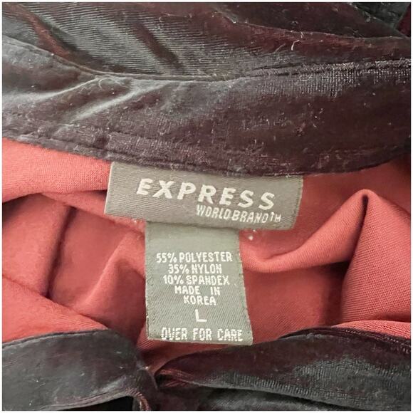 Express World Brand Y2K Velvet Button Down Two Tone Red Blue Size Large - Picture 13 of 16